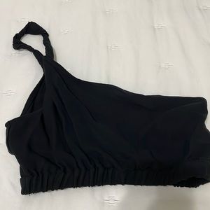 Black one shoulder crop top